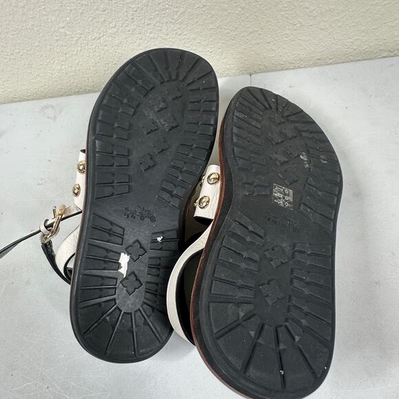 COACH DANNIE WHITE STUDDED BUCKLED FLAT SANDALS Size 8.5 B - Picture 4 of 5